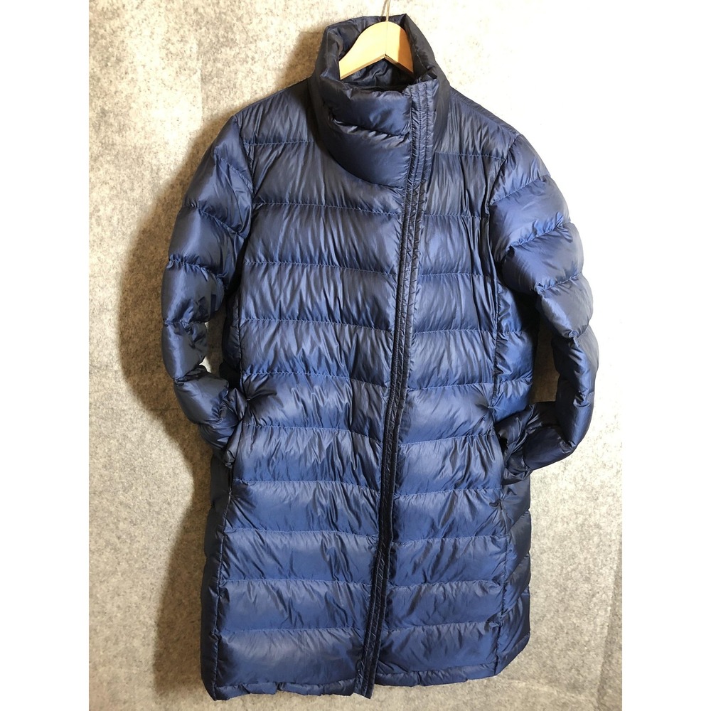 Cole Hahn Down Puffer Coat Womens Medium Blue Jacket Career Casual Flaw